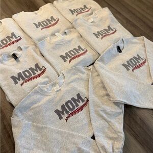 Gray 'MOM' baseball Sweatshirt